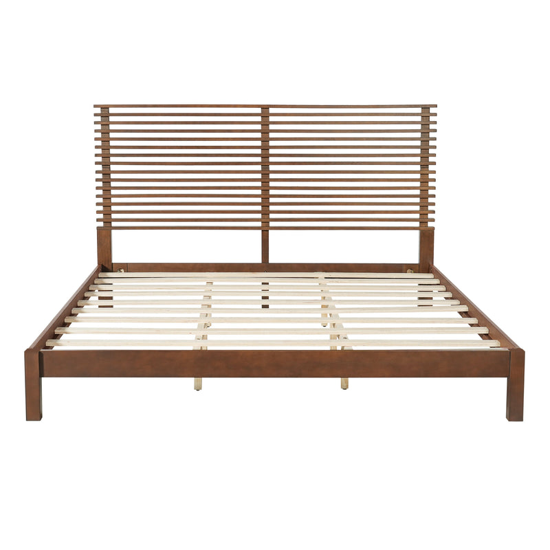 Premium Solid Wood King Size Bed Frame with Headboard - Walnut Color, photo 8 of 9