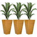 Outsunny - Outdoor Planters (Set of 3) Large Taper Planters With Drainage Holes And Plug, Faux Wood Plastic Flower Pots For Outdoor, Indoor, Garden, Patio by HouseOfZazla