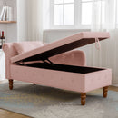Chaise Lounge Indoor, Lounge Chair For Bedroom With Storage & Pillow, Modern Upholstered Rolled Arm Chase Lounge For Sleeping With Nailhead Trim For Living Room Bedroom Office by Unique Piece Furniture