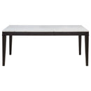 Averill 7-piece White Marble Top Dining Set Dark Grey and Coffee Bean