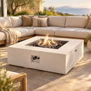 50,000 BTU Square MGO Fire Table Tank Outside