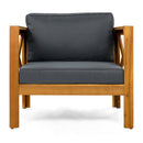 Outdoor Acacia Wood Club Wooden Armchair with Cushions (Set of 4)