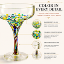 Mexican Design Hand Blown Margarita Glass – Set of 4 (Confetti Margarita)
