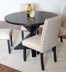 Mytzi - 5 Piece Dining Set, Cross-Buck Dining Table With 4 Stylish Chairs - Black / Beige by HouseOfZazla