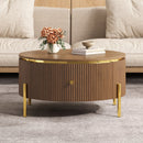 Modern Round Coffee Table with 2 Large Drawers Storage Accent Table