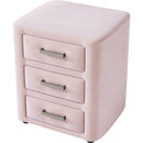 3 Pieces Bedroom Sets Full Size Velvet Upholstered Platform Bed Vertical Channel Tufted Headboard and Two Three-drawer Nightstands,Pink