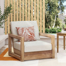 Outdoor Club Chair With Back And Seat Cushion - Brown