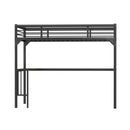 Twin Metal Loft Bed With Desk, Ladder And Guardrails, Bookdesk Under Bed - Black by HouseOfZazla
