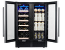 24" Wine Cooler Refrigerator - Dual Zone Built-in or Freestanding Fridge with Stainless Steel Tempered Glass Door and Temperature Memory Function