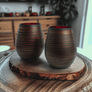 Black Swirl Stemless Glasses by Jersey Art Glass