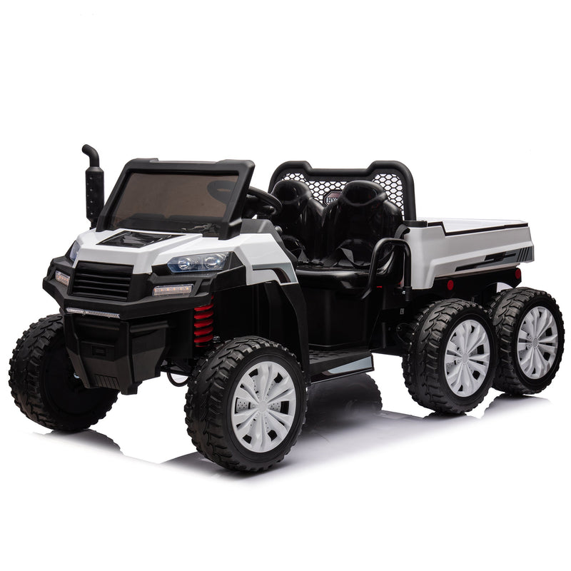 24V 2-Seater UTV-XXL Ride On Truck with Dump Bed for kid,Ride On 4WD UTV with 6 Wheels,Foam Tires, Suitable for Off-Roading,remote control,Three-Point Safety Harness