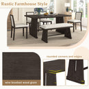Dining Set With Rectangular Table, 4 Upholstered Chairs & 1 Padded Bench