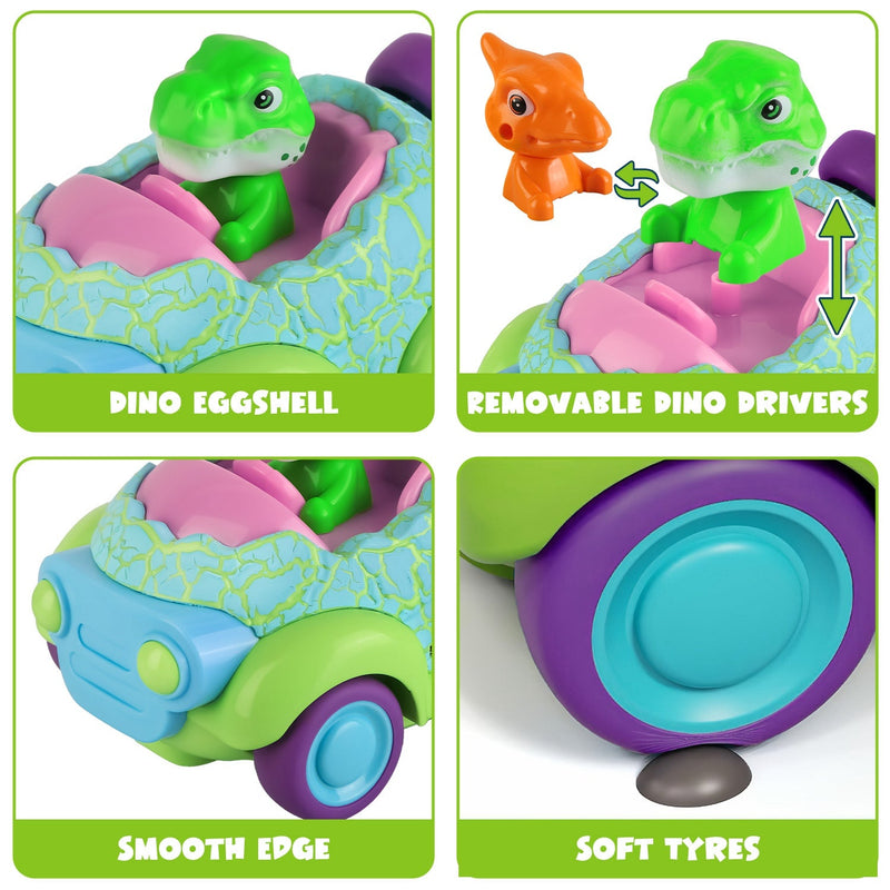 2Pack Dinosaur Remote Control Cars for Toddlers Rechargeable RC Cars with Light Music Birthday Gift For Boys Girls Aged 3 4 5 6 Years Old, photo 2 of 11