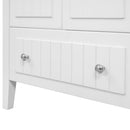 36" Bathroom Vanity with Ceramic Basin, Bathroom Storage Cabinet with Two Doors and Drawers, Solid Frame, Metal Handles, White