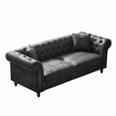 Chesterfield 3 And 3 Seater Sofa Set High Tech Fabric Roll Armrest Upholstered Couch by HouseOfZazla