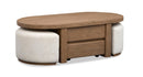 Hayden - Lift Top Storage Cocktail Table With Casters And Two Upholstered Stools - Golden Oat