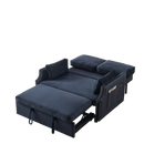 50" Velvet Upholstered Sleeper Sofa bed with Side Storage Pockets, Nailhead Design, 2-Seater Sofa with 2 Pillows and removeable Backrest Pull-out Sofa Bed for Small Spaces in Living Rooms