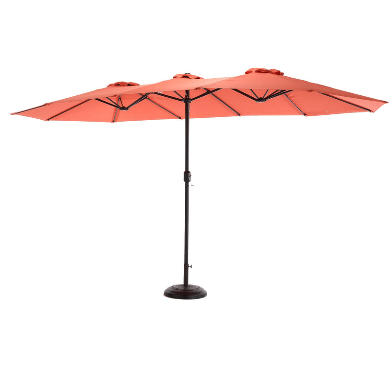 14.8 Ft Double Sided Outdoor Umbrella Rectangular Large with Crank (Orange)