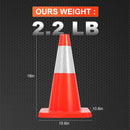 18-Inch Traffic Safety Cones, 2-Pack, PVC Road Cones with Reflective Collar