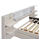 Upholstered Platform Bed With Reading Lights, Drawers, Trundle And Shelves by HouseOfZazla