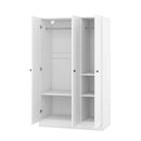3-Door Shutter Wardrobe with shelves, White