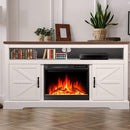 60''Fireplace TV Stand with Freestanding Electric Fireplace&Wooden Storage Cabinet M2301