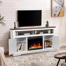60''Fireplace TV Stand with Freestanding Electric Fireplace&Wooden Storage Cabinet M2301