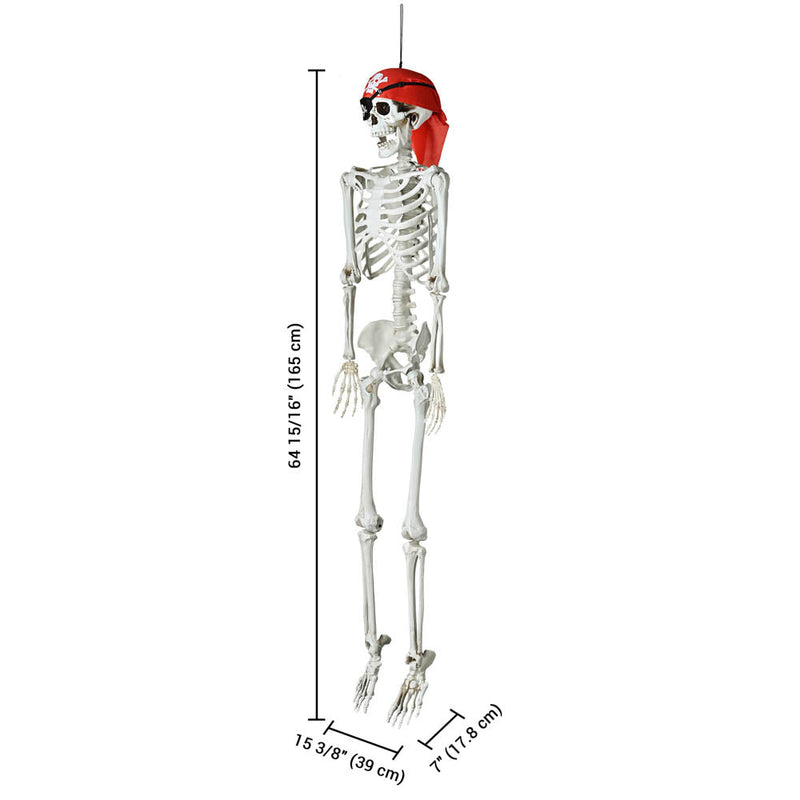 Yescom 5.4ft Skeleton Posable Halloween Decoration with Pirate, Cowboy Costume