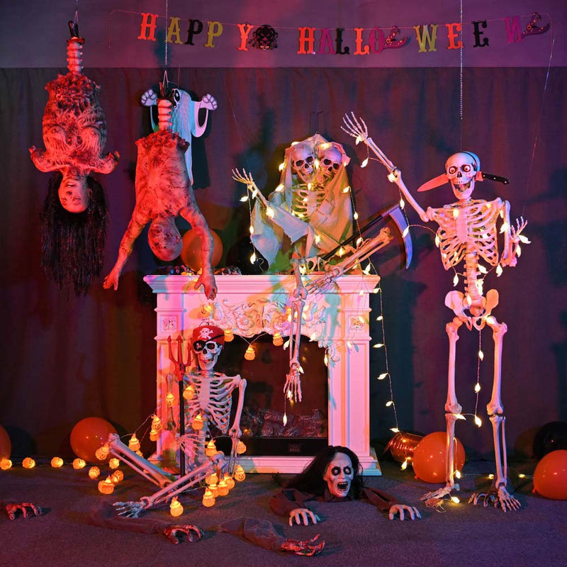 Yescom 5.4ft Skeleton LED Eyes Halloween Decor Cowboy Sound Activated