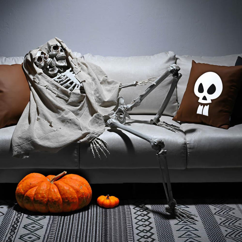 Yescom 5.4ft Skeleton Posable Halloween Decoration with Pirate, Cowboy Costume