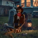 Yescom 5.4ft Skeleton Posable Halloween Decoration with Pirate, Cowboy Costume