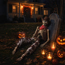 Yescom 5.4ft Skeleton Posable Halloween Decoration with Pirate, Cowboy Costume by yescomusa