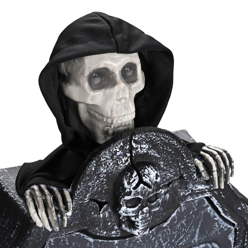 Yescom Tombstone with Groundbreaker Skeleton Halloween Animatronic