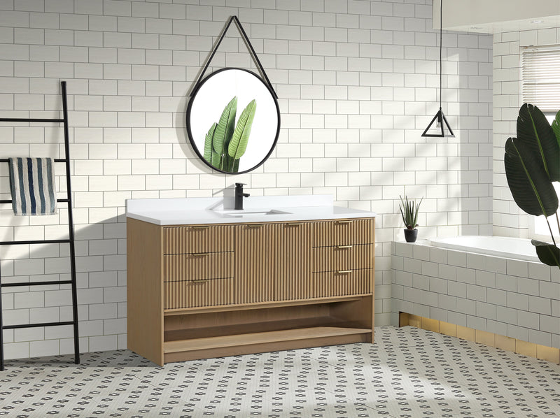 San Diego 60" Freestanding Bathroom Vanity Oak