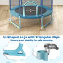 60 Inch Trampoline with Gymnastic Bar and Rings for Kids-Blue