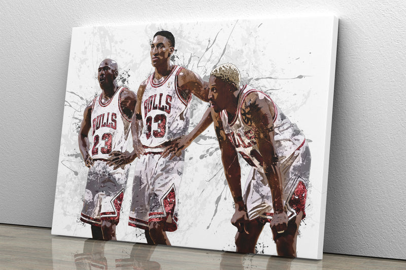 Chicago Bulls Big 3 Poster Basketball Painting Hand Made Posters Canvas Print Kids Wall Art Home Man Cave Gift Decor