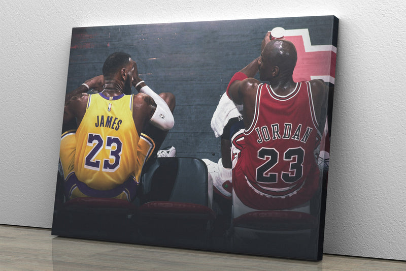 Michael Jordan and LeBron James Poster Lakers Bulls Basketball Hand Made Posters Canvas Print Wall Art Home Decor