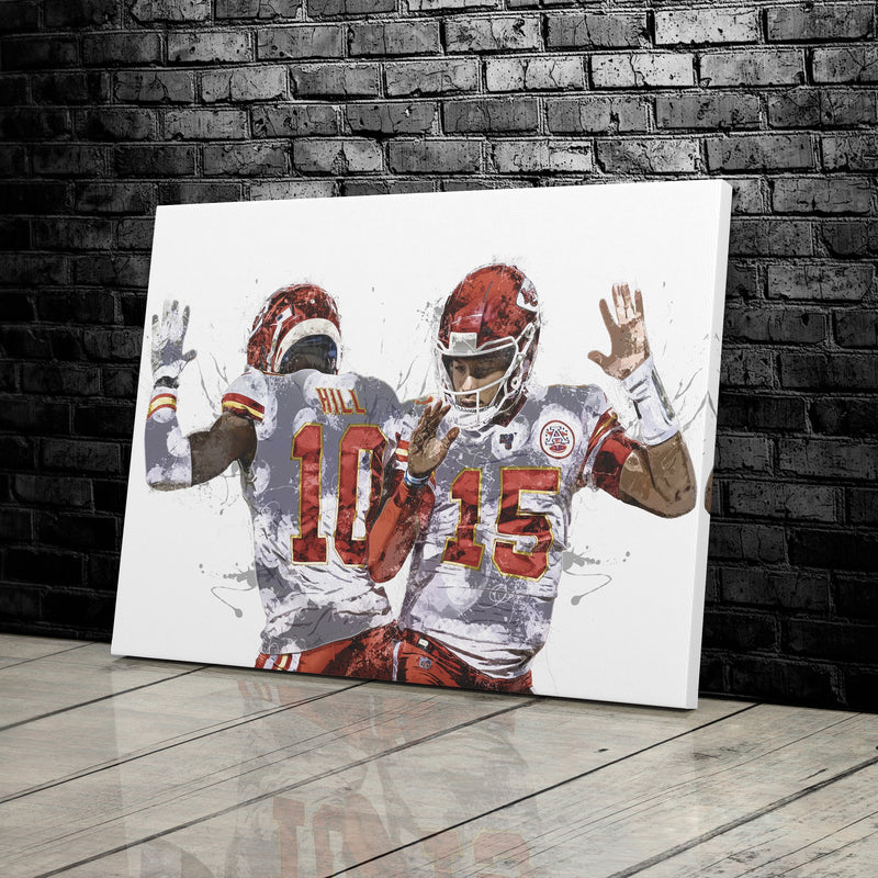 Patrick Mahomes Tyreek Hill Poster Kansas City Chiefs American Football Hand Made Posters Canvas Print Wall Art Man Cave Gift Home Decor