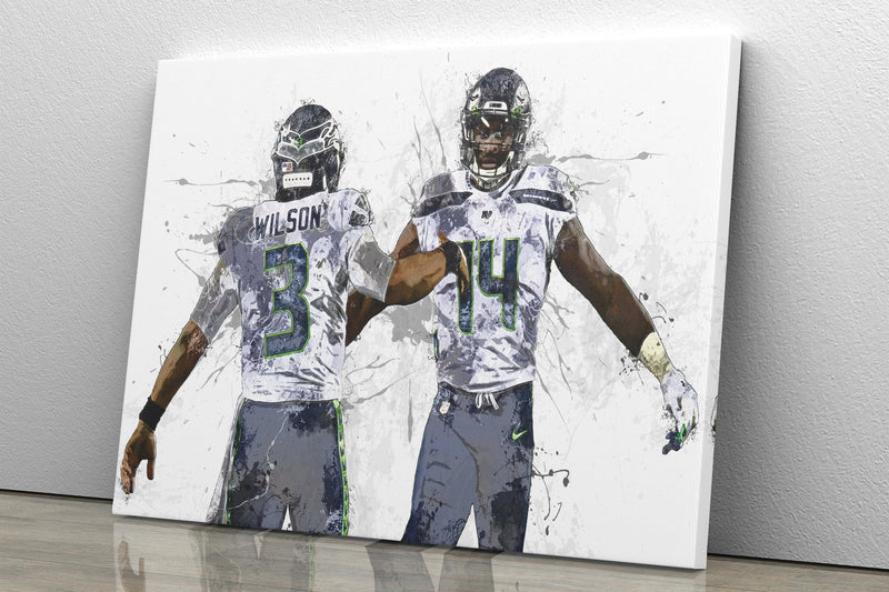 DK Metcalf Russell Wison Poster Seattle Seahawks Football Painting Hand Made Posters Canvas Print Wall Kids Art Man Cave Gift Home Decor