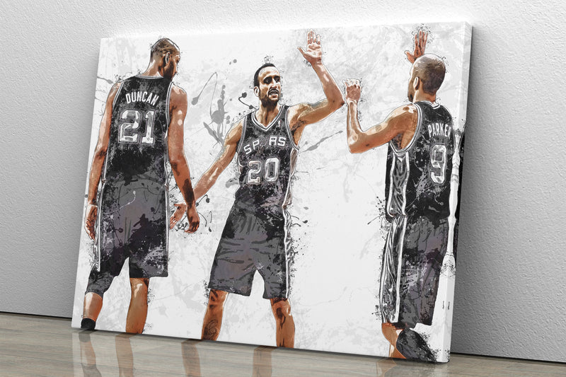 San Antonio Spurs Big 3 Poster Basketball Painting Hand Made Posters Canvas Print Kids Wall Art Home Man Cave Gift Decor