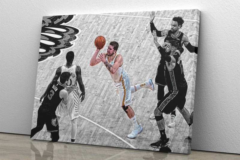 Luka Doncic Game Winning 3 Point Floater Poster Basketball Hand Made Posters Canvas Framed Print Wall Kids Art Man Cave Gift Home Decor