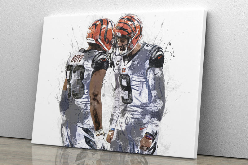 Joe Burrow Tyler Boyd Poster Cincinnati Bengals Painting Football Hand Made Posters Canvas Print Kids Wall Art Home Man Cave Gift Decor