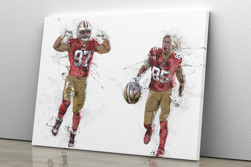 Nick Bosa George Kittle Poster San Fransisco 49ers Football Painting Hand Made Posters Canvas Print Wall Kids Art Man Cave Gift Home Decor