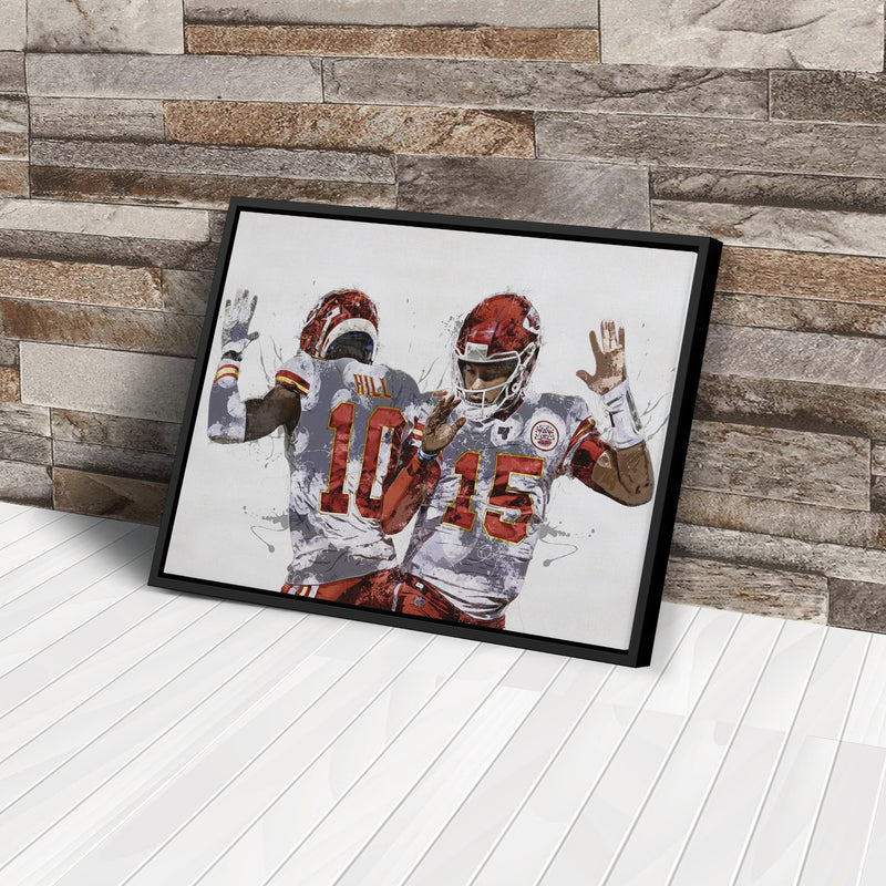 Patrick Mahomes Tyreek Hill Poster Kansas City Chiefs American Football Hand Made Posters Canvas Print Wall Art Man Cave Gift Home Decor