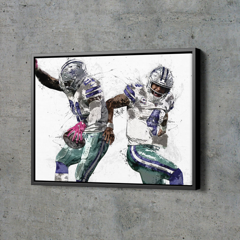 Dak and Zeke Poster Dallas Cowboys Football Painting Hand Made Posters Canvas Print Kids Wall Art Man Cave Gift Home Decor