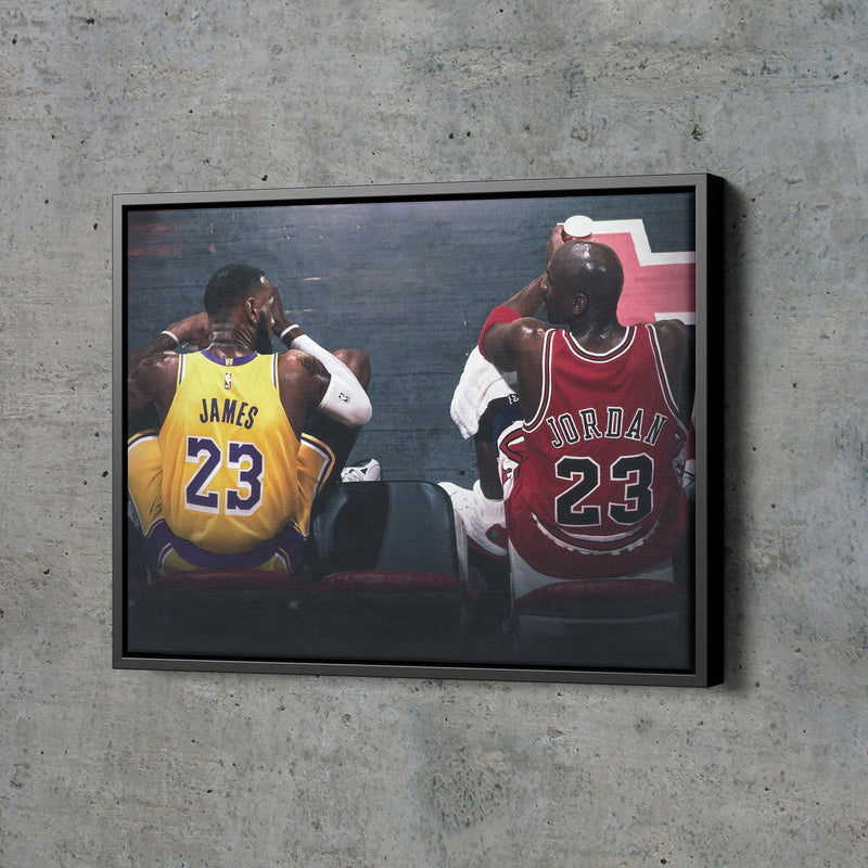 Michael Jordan and LeBron James Poster Lakers Bulls Basketball Hand Made Posters Canvas Print Wall Art Home Decor