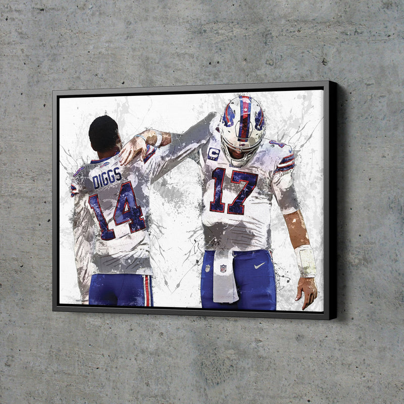 Josh Allen Stefon Diggs Poster Buffalo Bills Football Painting Hand Made Posters Canvas Print Kids Wall Art Home Man Cave Gift Decor