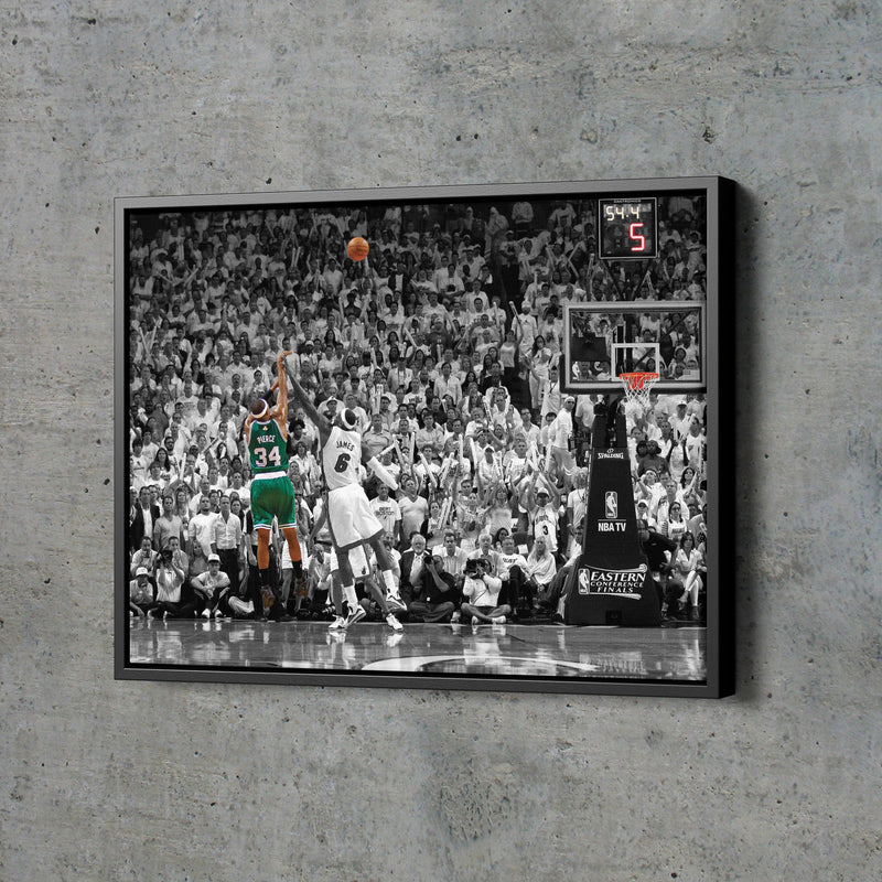 Paul Pierce Clutch Shot over James Poster Boston Celtics Basketball Hand Made Posters Canvas Print Kids Wall Art Man Cave Gift Home Decor