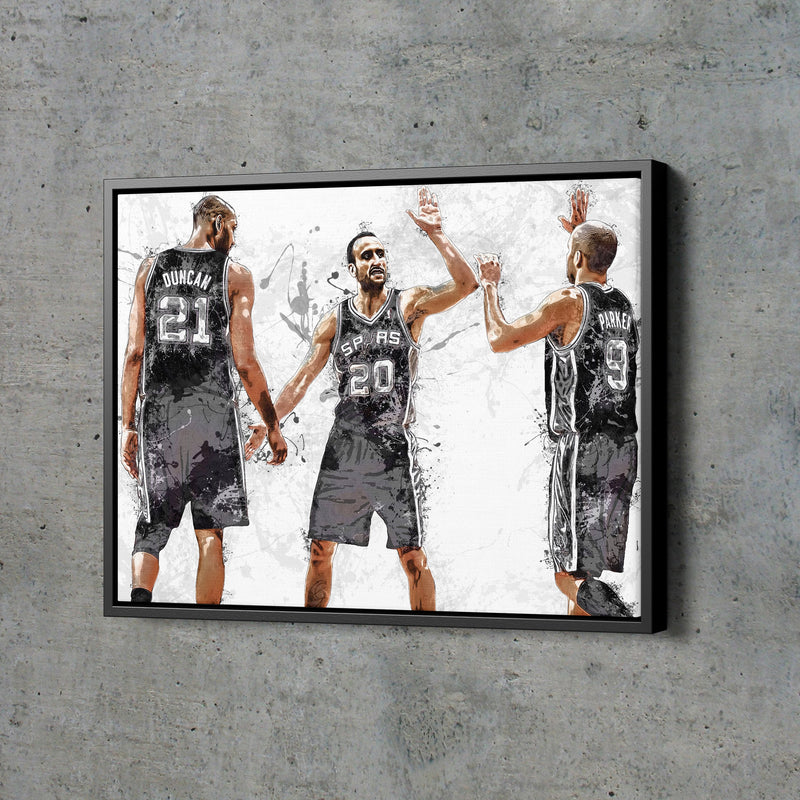 San Antonio Spurs Big 3 Poster Basketball Painting Hand Made Posters Canvas Print Kids Wall Art Home Man Cave Gift Decor