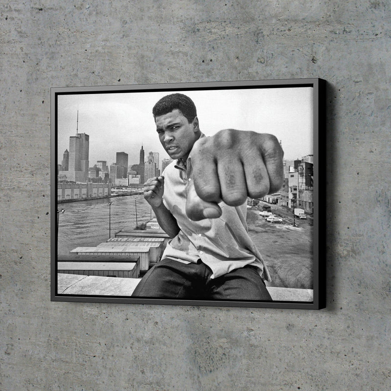 Muhammad Ali Punch Poster Black and White  Boxing Hand Made Posters Man Cave Gift Canvas Print Wall Art Home Decor